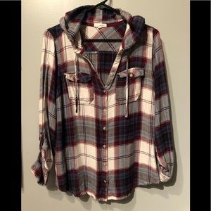 Maurices hooded flannel shirt